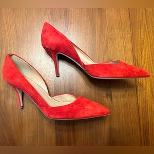 J. Crew Colette Red Suede Pointed Toe Heels